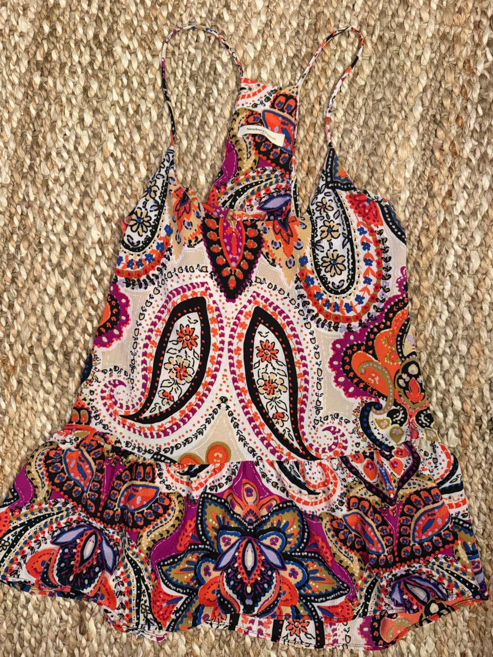 Newbury Kustom Multicolor Paisley Spaghetti Strap Tank